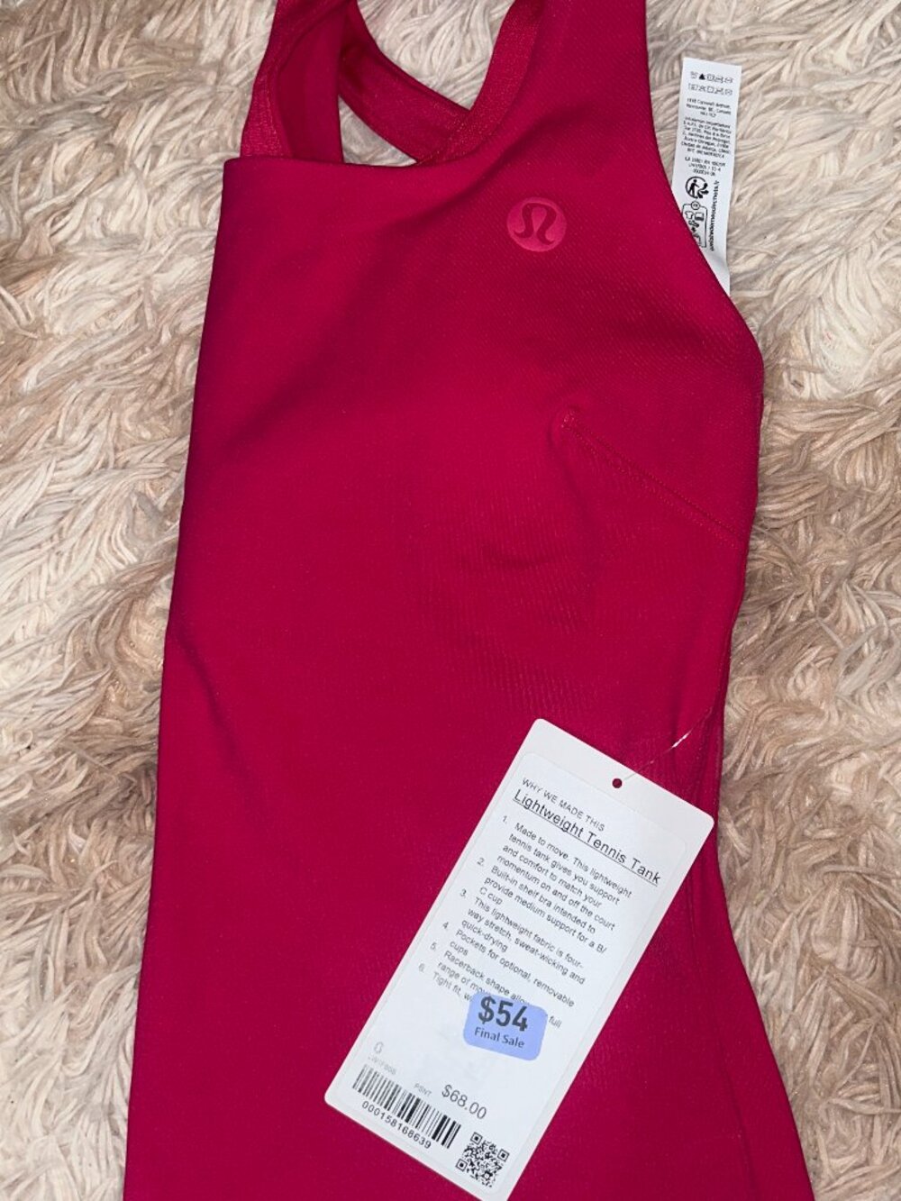 Lululemon Lightweight Tennis Tank in Passionate